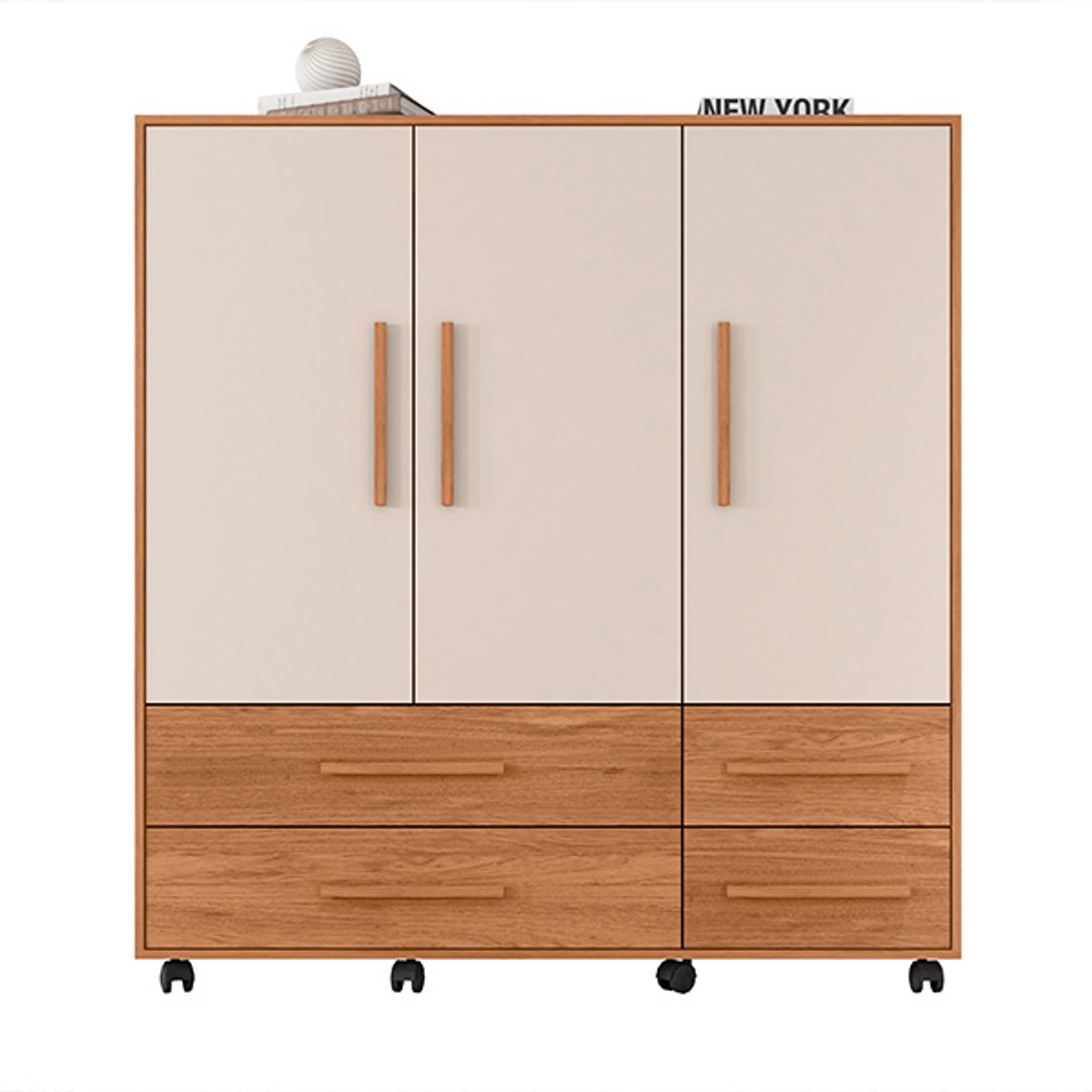 COMODA 3 PUERTAS 4 CAJONES GAUDI 1.36 FREIJO|OFF WHITE