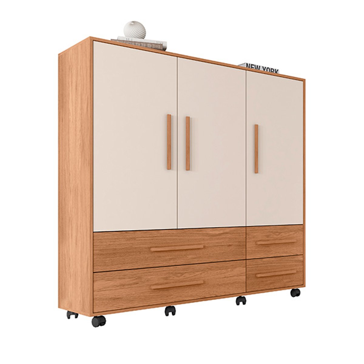 COMODA 3 PUERTAS 4 CAJONES GAUDI 1.36 FREIJO|OFF WHITE - 5