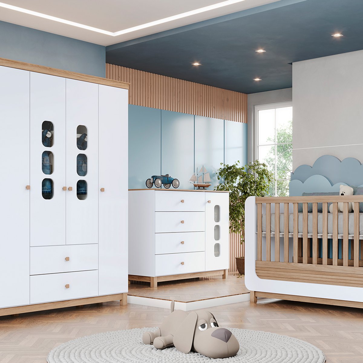 COMODA 4 CAJONES 1 PUERTA ACONCHEGO BLANCO | JEQUITIBA HP - 2