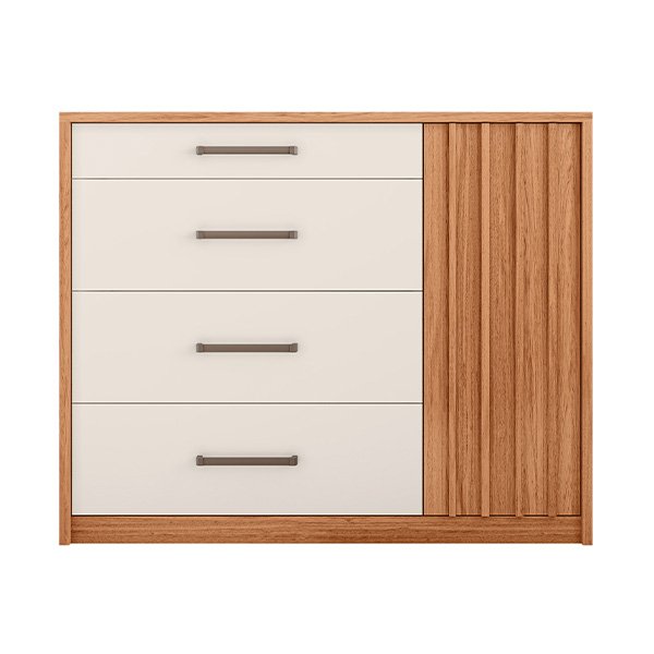 COMODA 1 PUERTA 4 CAJONES PALACIUS 1.36 FREIJO|OFF WHITE