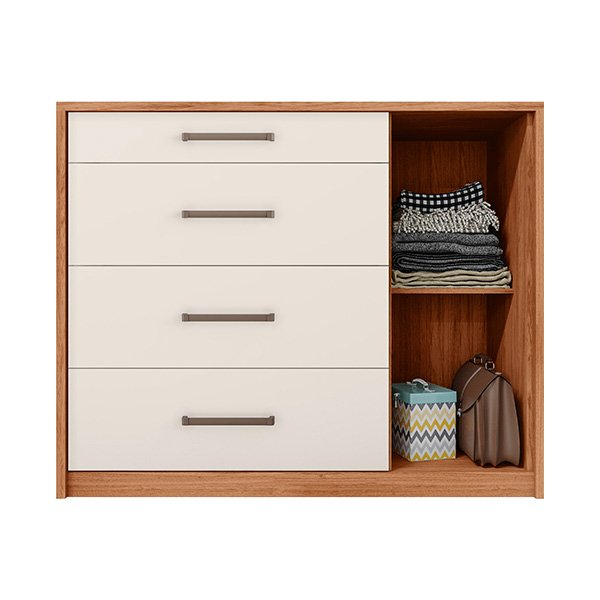 COMODA 1 PUERTA 4 CAJONES PALACIUS 1.36 FREIJO|OFF WHITE