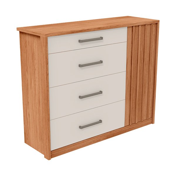 COMODA 1 PUERTA 4 CAJONES PALACIUS 1.36 FREIJO|OFF WHITE