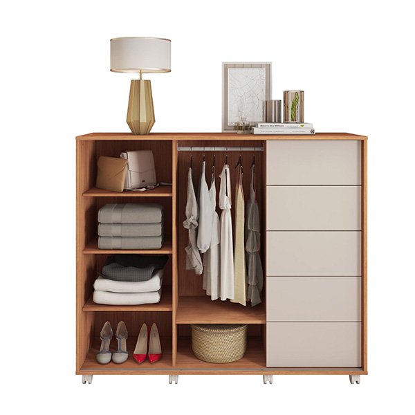 COMODA 1 PUERTA 5 CAJONES DESLIZANTE PEGASUS 1.36  FREIJO|OFF WHITE
