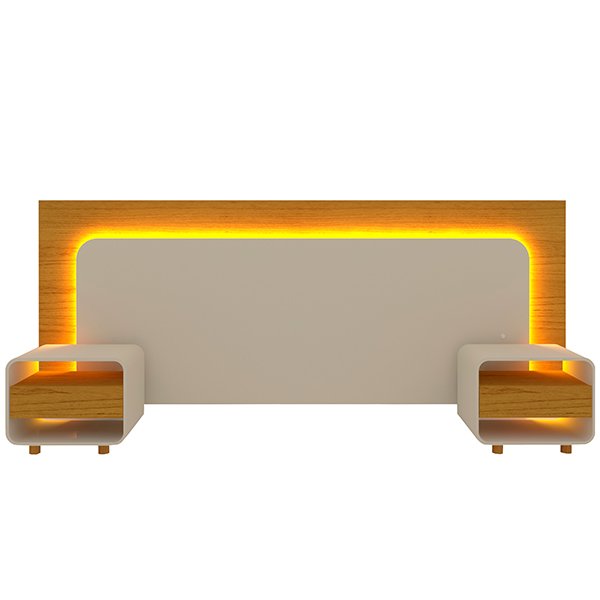 CONJUNTO CABECERA + MESITA DE LUZ 1,40/1,60/1,95  GELIUS NATURE | OFF WHITE