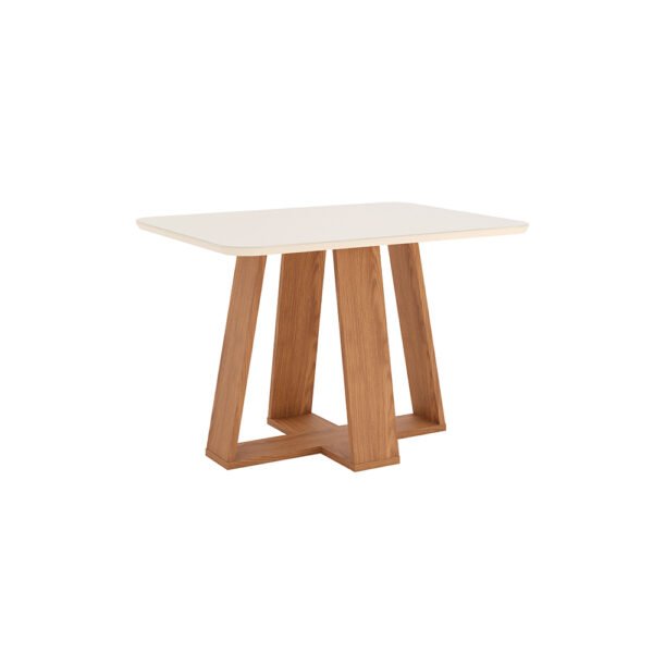 CONJUNTO COMEDOR 1200 CON VIDRIO LINS 120 4 SILLAS MALU NATURE | OFF WHITE | TAPIZADO MARRON ALMENDRA