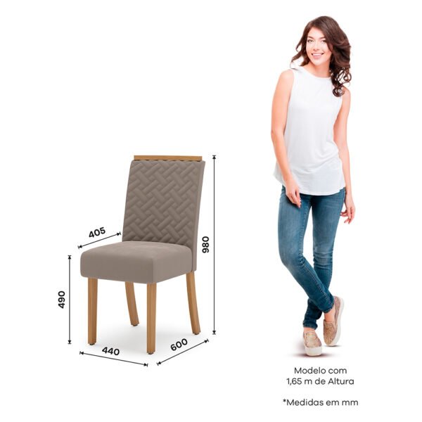 CONJUNTO COMEDOR 1200 CON VIDRIO LINS 120 4 SILLAS MALU NATURE | OFF WHITE | TAPIZADO MARRON ALMENDRA