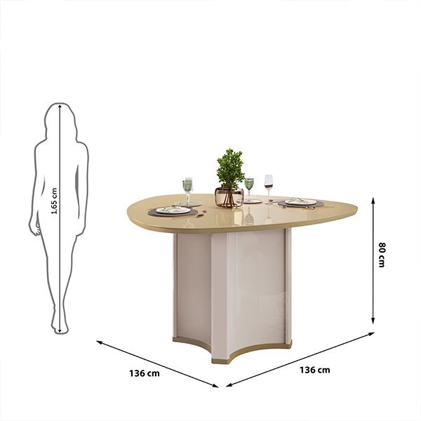 CONJUNTO COMEDOR 1360 CON TAMPO ORGANICO REDONDO CHANEL 6 SILLAS 