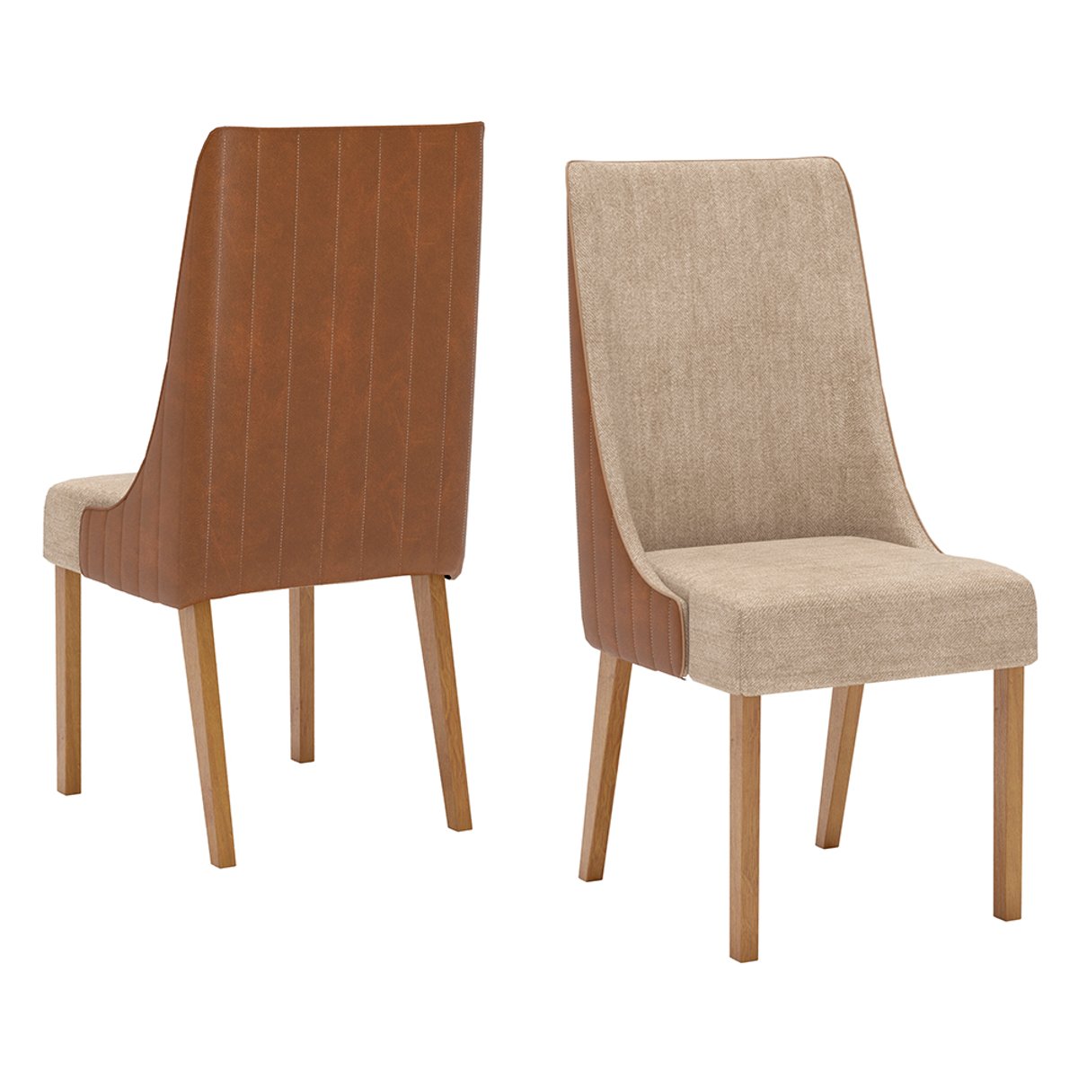 CONJUNTO COMEDOR 1500 CON VIDRIO MAVI 8 SILLAS IVY OFF WHITE | TAPIZADO CORANO CARAMELO | CREME - 2