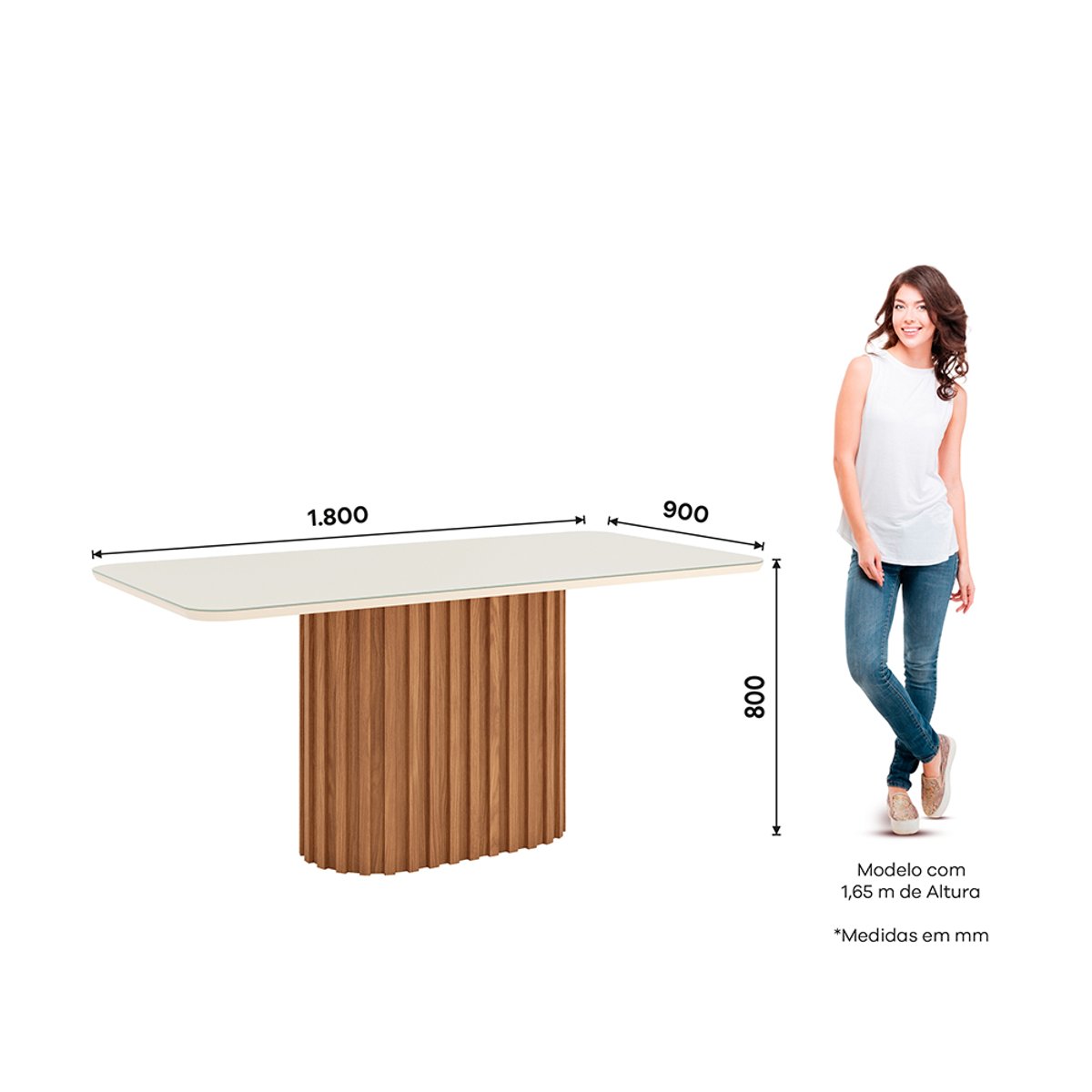 CONJUNTO COMEDOR 1800 CON VIDRIO SOLANA 6 SILLAS ELOA NATURE | OFF WHITE | TAPIZADO CACAO - 2