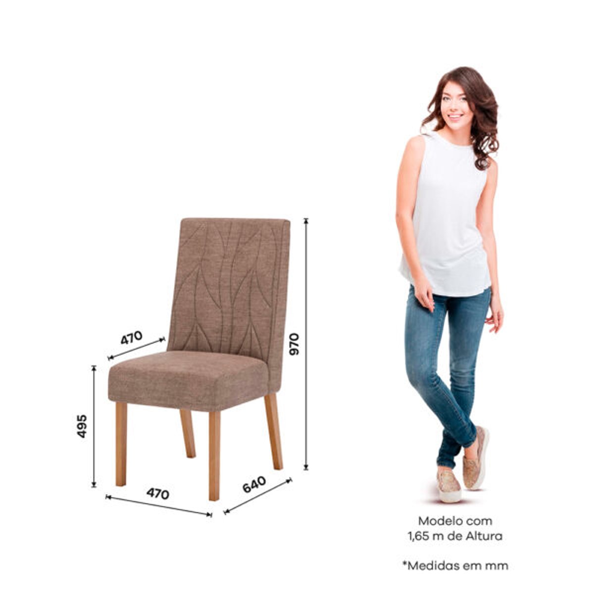 CONJUNTO COMEDOR 1800 CON VIDRIO SOLANA 6 SILLAS ELOA NATURE | OFF WHITE | TAPIZADO CACAO - 3