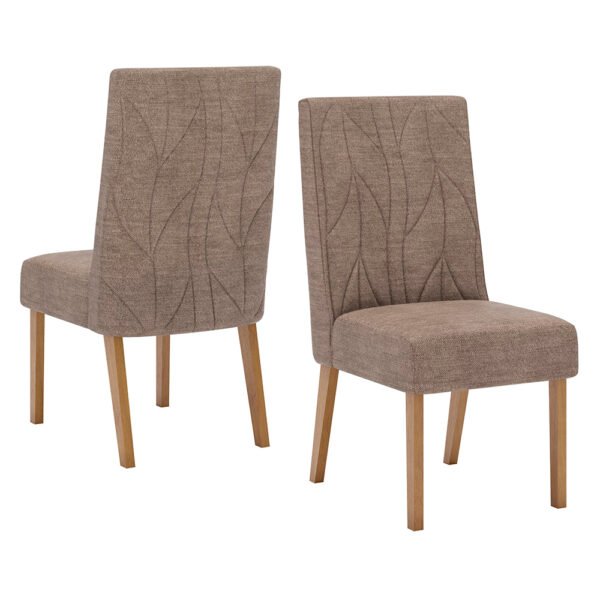 CONJUNTO COMEDOR 1800 CON VIDRIO SOLANA 6 SILLAS ELOA NATURE | OFF WHITE | TAPIZADO CACAO