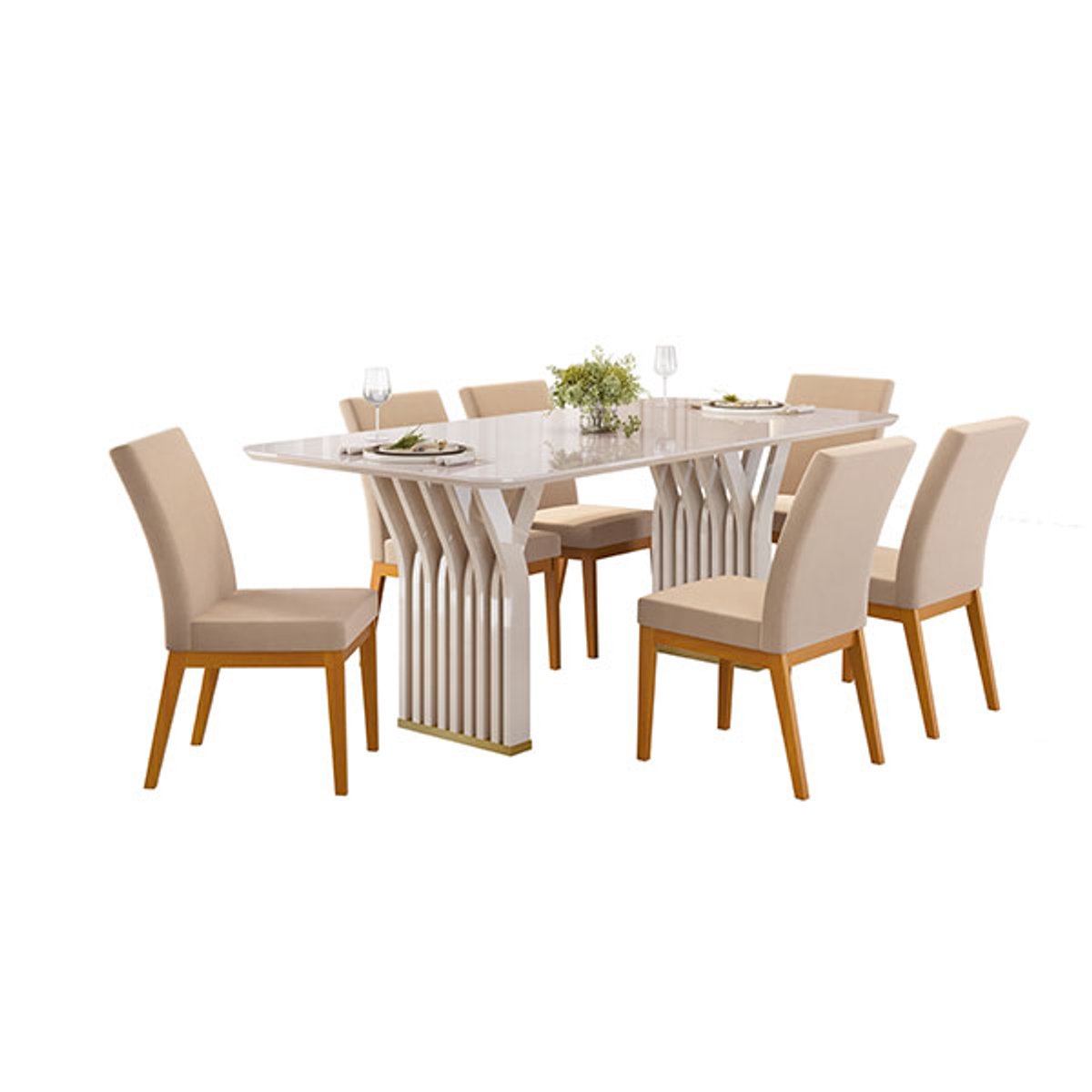 CONJUNTO COMEDOR 1800 CON VIDRIO YARA 6 SILLAS - 3