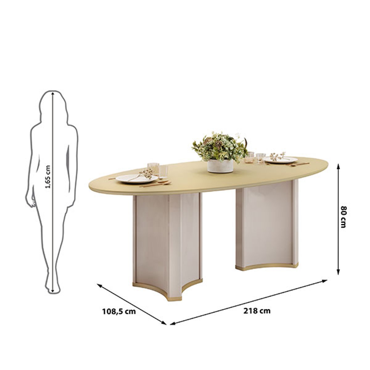 JUEGO COMEDOR 2180 CON TAMPO ORGANICO LIZ 8 SILLAS VITA DJ OFF WHITE/TAMPO ORGANICO DORADO | BOUCLE PÉROLA/TERRACOTA - 4