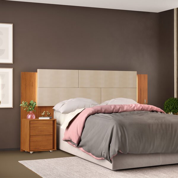 CABECERA 140-160 TAPIZADA CON MESITA Y LED RUBIA DJ FREIJO | KRAFT