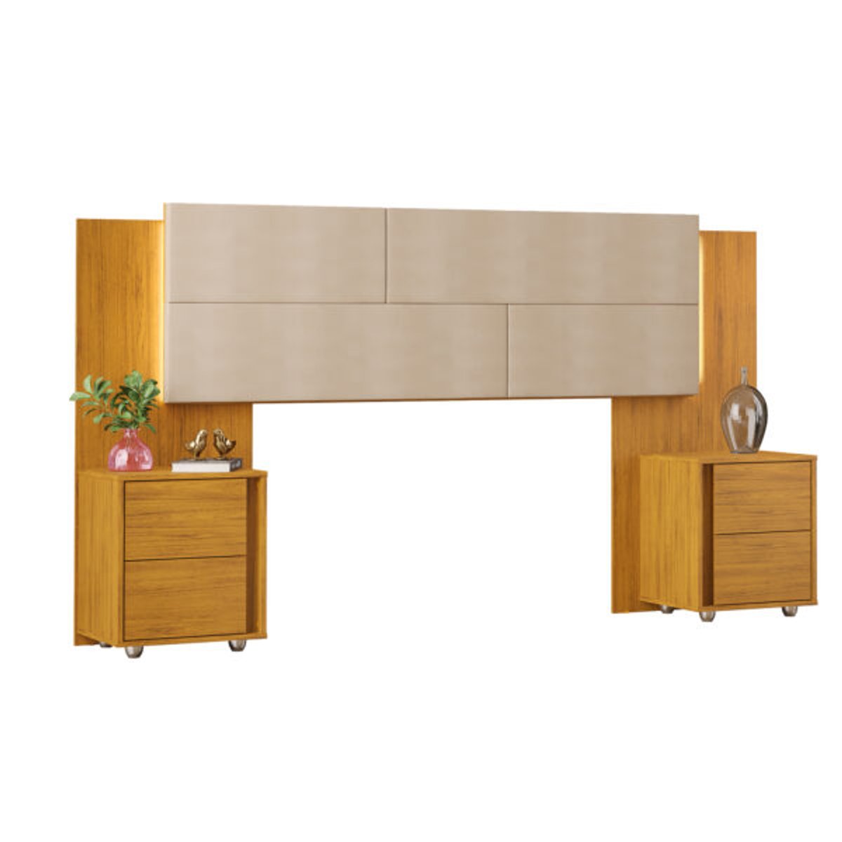 CABECERA 140-160 TAPIZADA CON MESITA Y LED RUBIA DJ YPE | KRAFT - 2