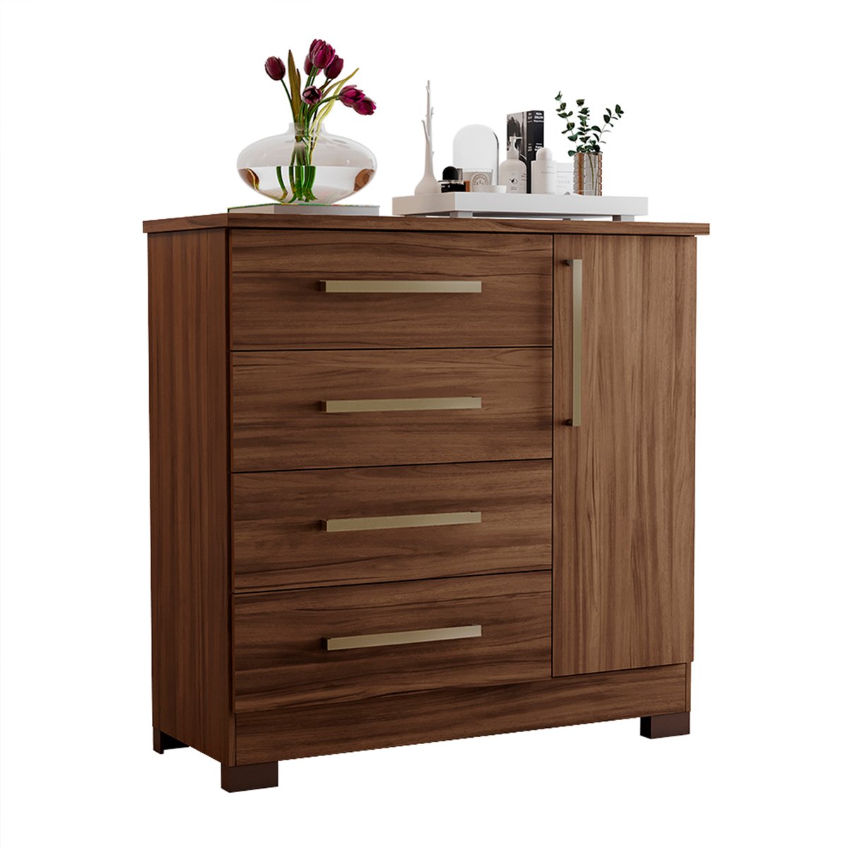 CÓMODA ZAPATERA 1 PUERTA 4 CAJONES NT5185 NOGAL TREND - 2