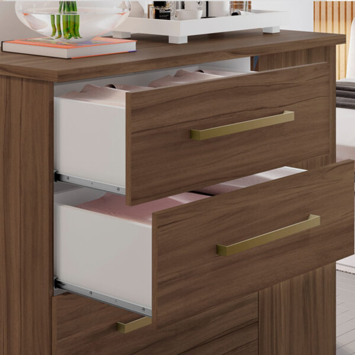 CÓMODA ZAPATERA 1 PUERTA 4 CAJONES NT5185 NOGAL TREND - 3