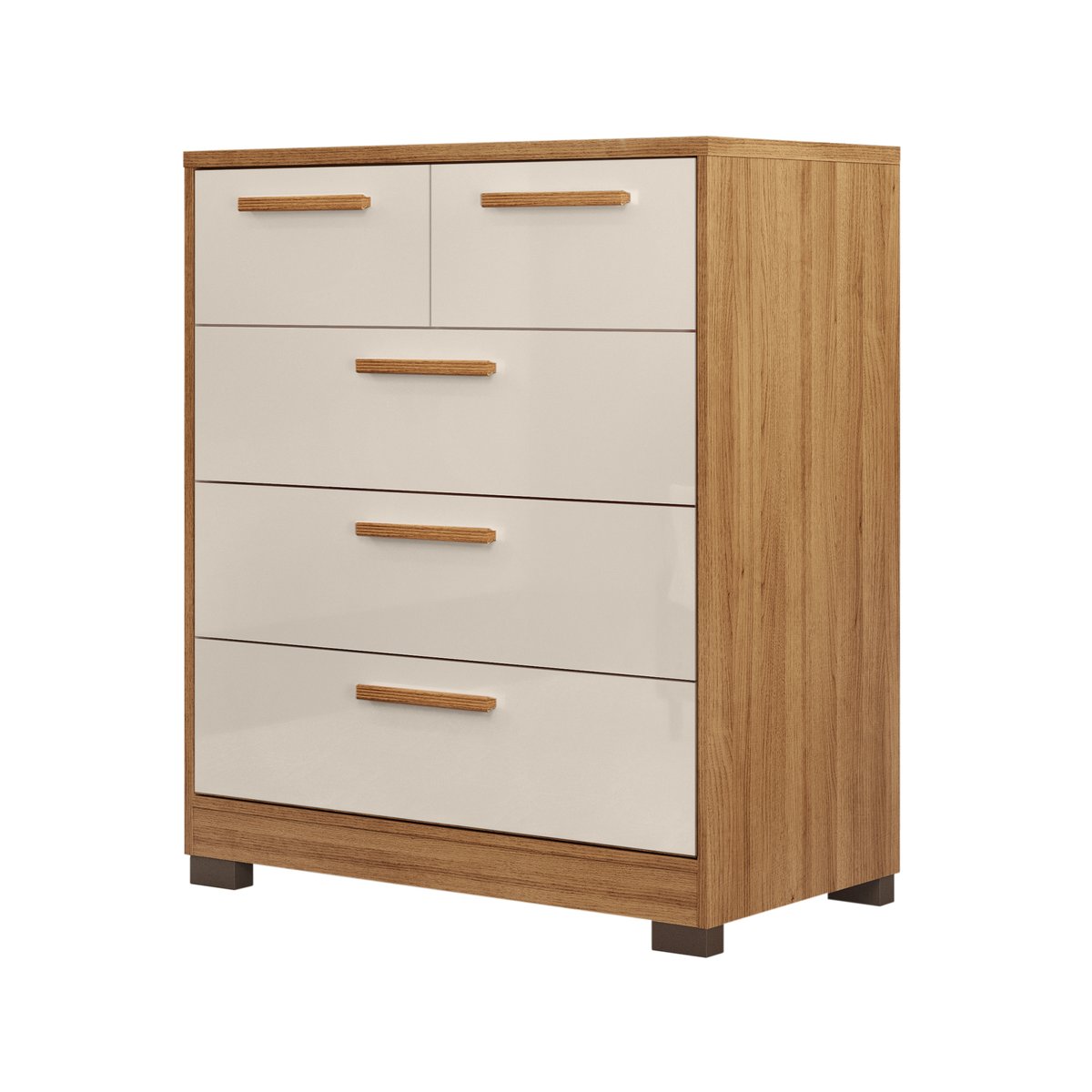 CÓMODA 5 CAJONES REQUINTE MIEL|OFF WHITE - 3