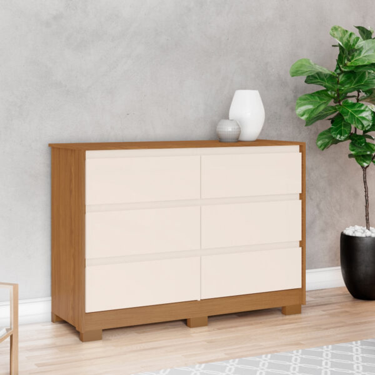  CÓMODA 6 CAJONES RAVENNA D737 NATURE|OFF WHITE - 3