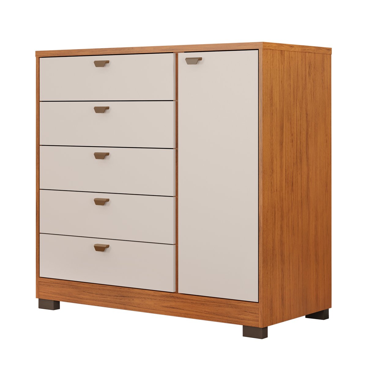 CÓMODA 1 PUERTA 5 CAJONES FERRARA FREIJO | OFF WHITE