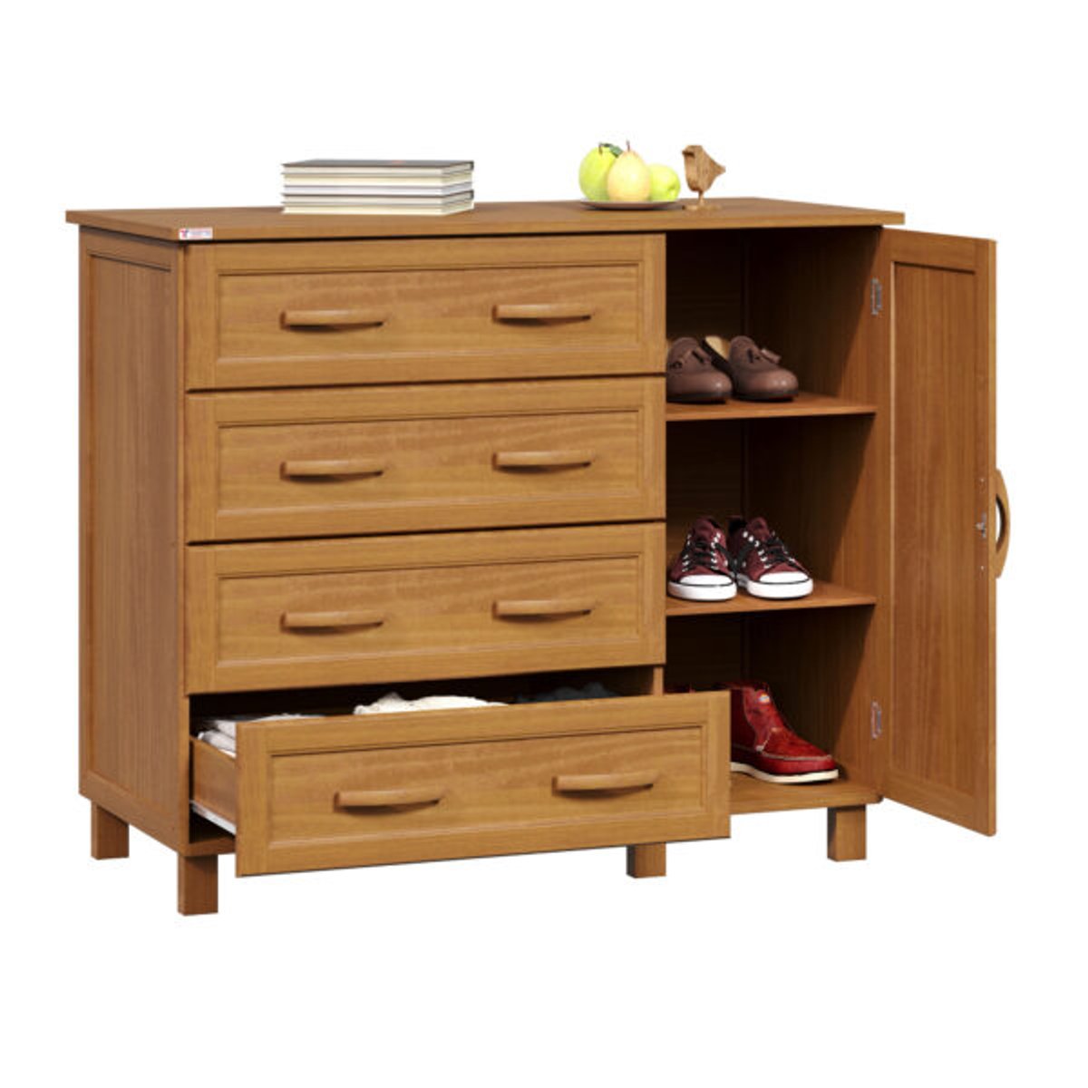 CÓMODA ZAPATERA 4 CAJONES 1 PUERTA VENEZA TOZETTO CARVALLO|ACETINADO - 3