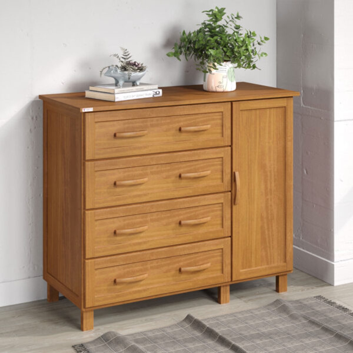 CÓMODA ZAPATERA 4 CAJONES 1 PUERTA VENEZA TOZETTO CARVALLO|ACETINADO - 2