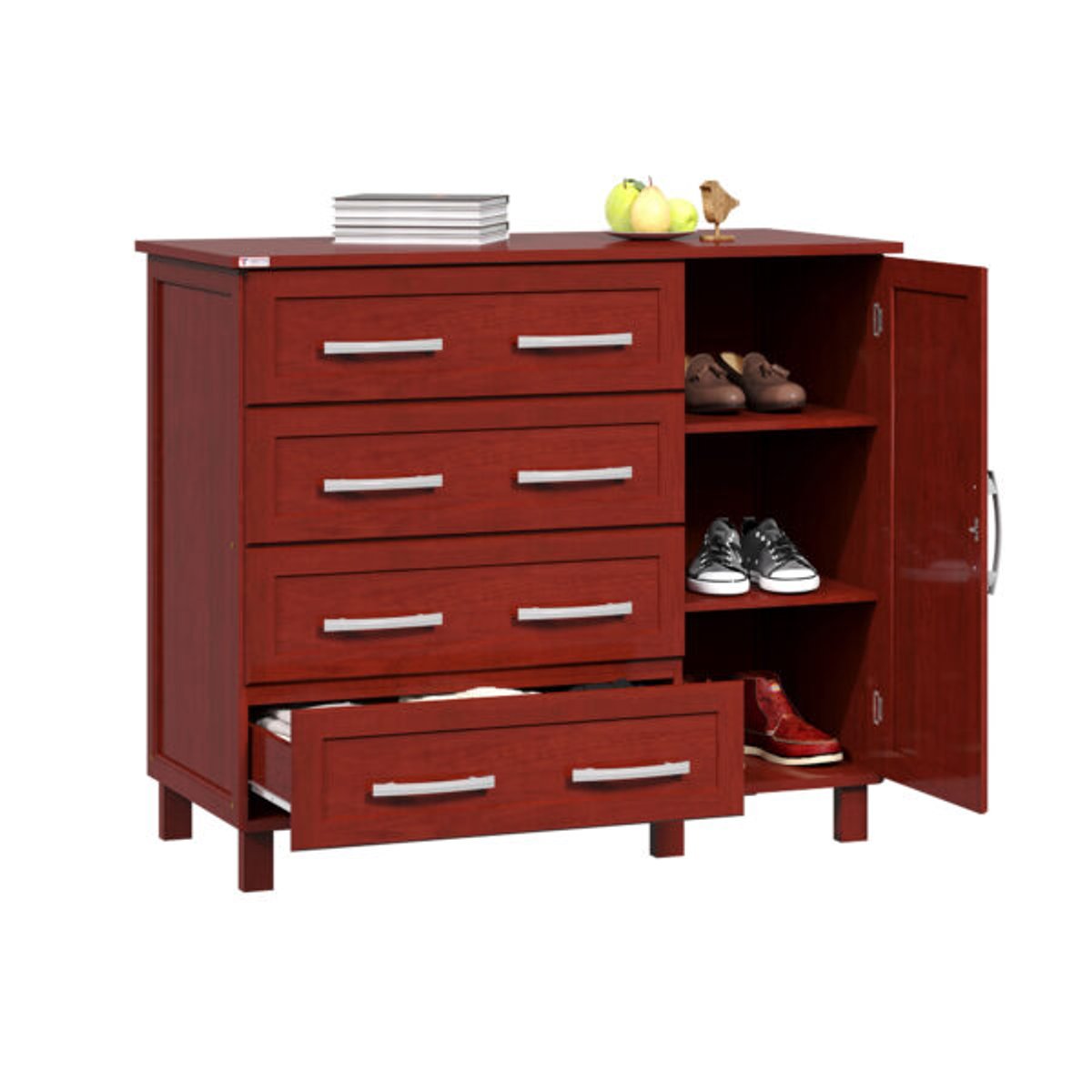  CÓMODA ZAPATERA 4 CAJONES 1 PUERTA VENEZA TOZETTO MOGNO - 2