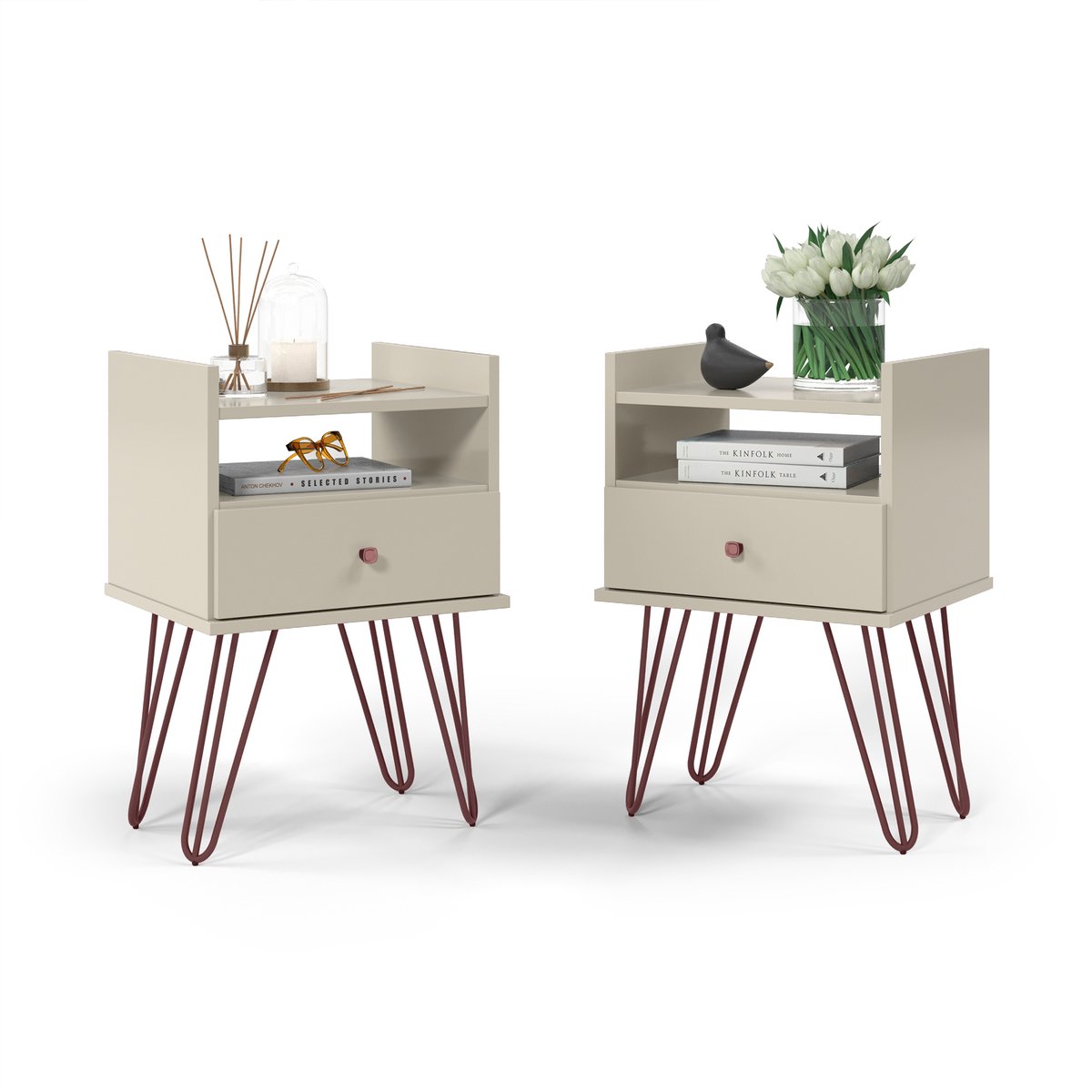 CONJUNTO 2 MESAS 1 CAJÓN DE LUZ BILL OFF WHITE