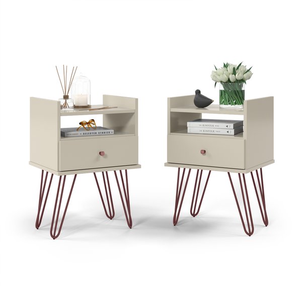 CONJUNTO 2 MESAS 1 CAJÓN DE LUZ BILL OFF WHITE