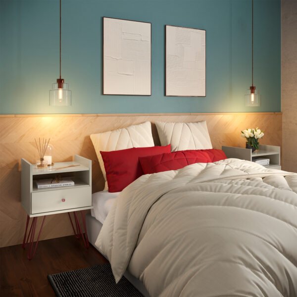 CONJUNTO 2 MESAS 1 CAJÓN DE LUZ BILL OFF WHITE