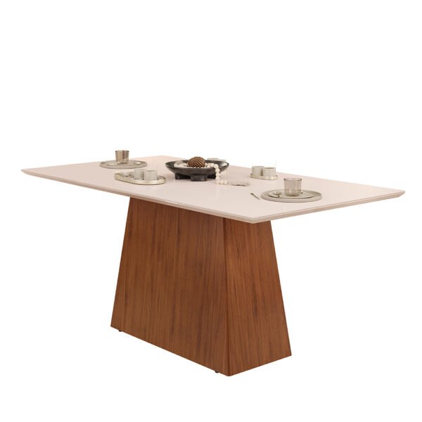 CONJUNTO COMEDOR 1800 CON VIDRIO DULCE 6 SILLAS ZOE CEDRO | OFF WHITE | VELUDO MOCA