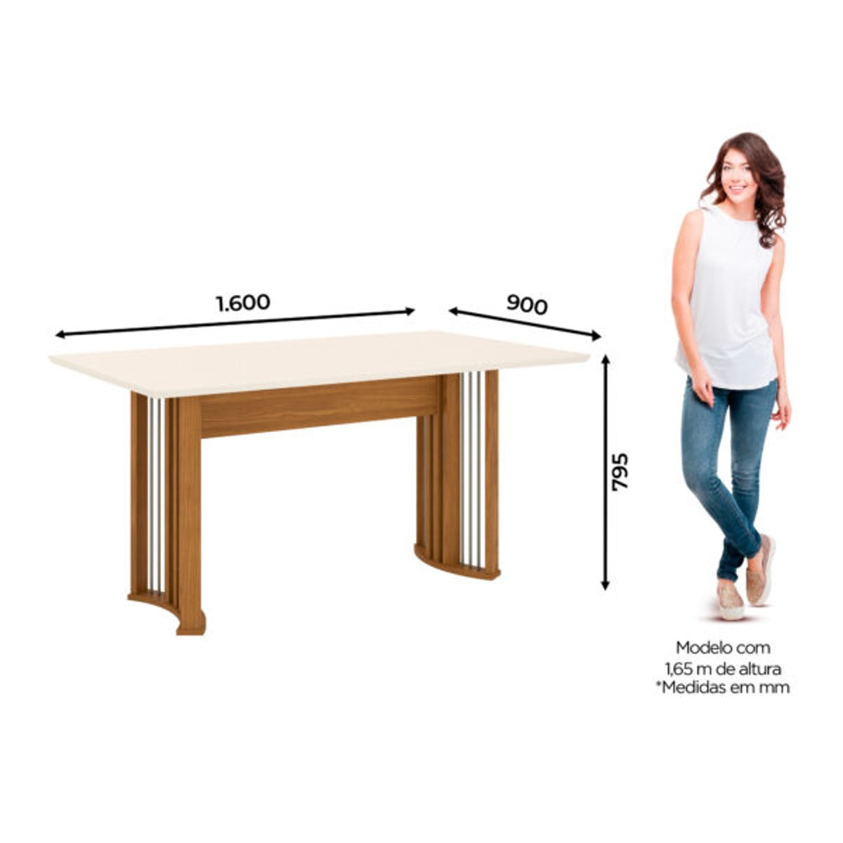  CONJUNTO COMEDOR RECTO ISIS 6 SILLAS MALU HENN NATURE|OFF WHITE MARRON  - 3
