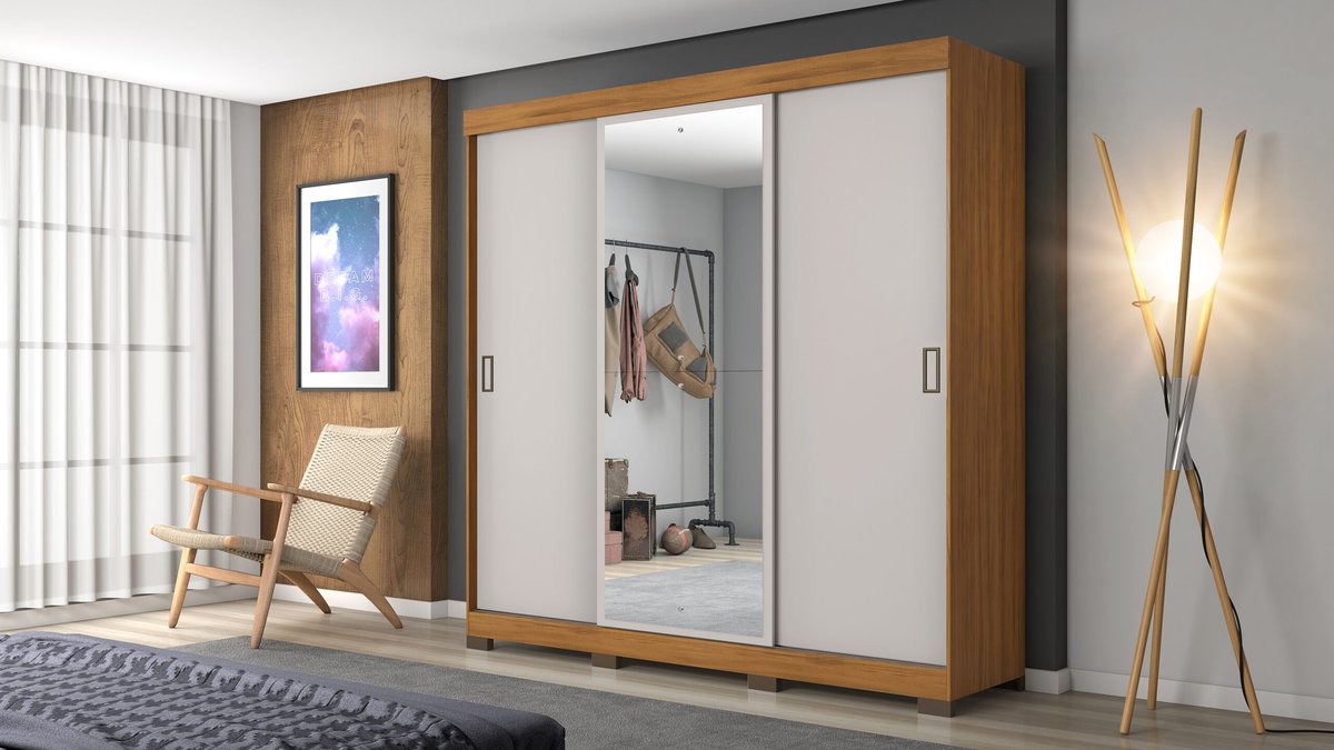 ROPERO 3 PUERTAS CORREDIZAS CON ESPEJO NT5020 FREIJO TREND|OFF WHITE - 2