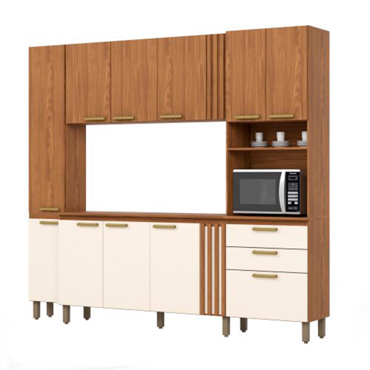  KIT COCINA 11 PUERTAS 2 CAJONES BE400 2.36M CON FONDO NATURE | OFF WHITE