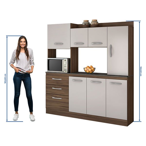 KIT COCINA 7 PUERTAS 3 CAJONES NT3000 NOGAL