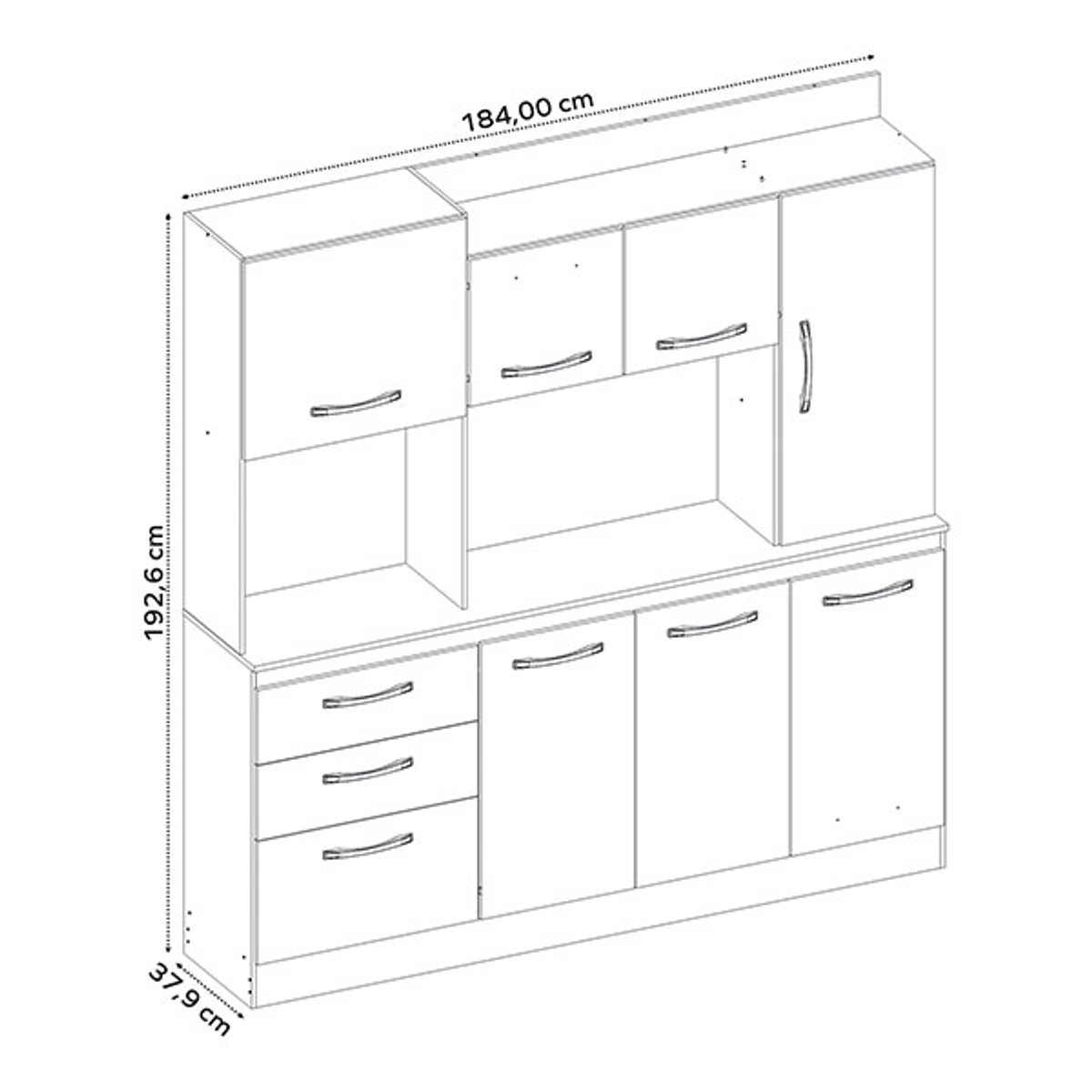 KIT COCINA 7 PUERTAS 3 CAJONES NT3000 NOGAL - 5