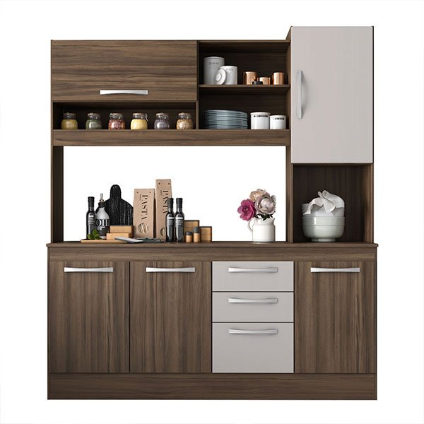 KIT COCINA 5 PUERTAS 3 CAJONES NT3115  NOGAL