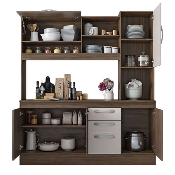 KIT COCINA 5 PUERTAS 3 CAJONES NT3115  NOGAL