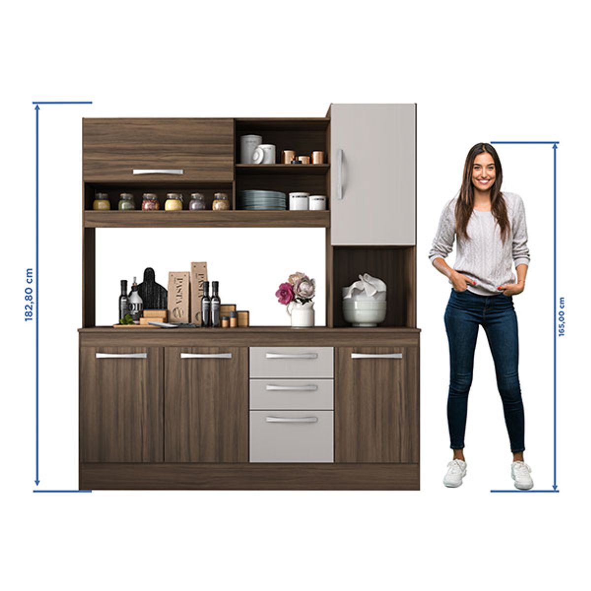 KIT COCINA 5 PUERTAS 3 CAJONES NT3115  NOGAL - 6