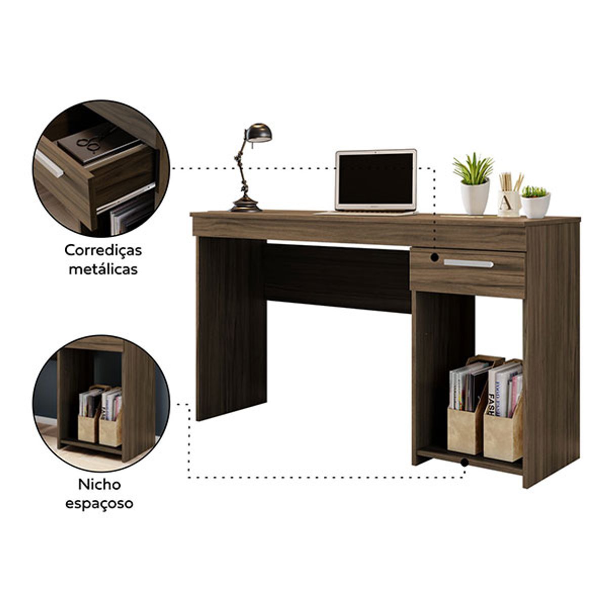 MESA OFFICE 1 CAJÓN NT2070 NOGAL  - 5