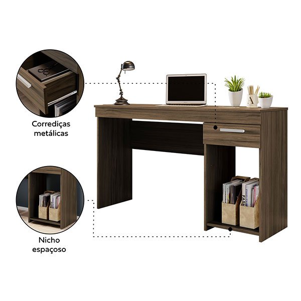 MESA OFFICE 1 CAJÓN NT2070 NOGAL 