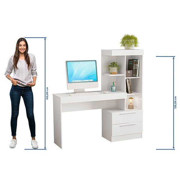 MESA OFFICE 2 CAJONES NT2010 BLANCO