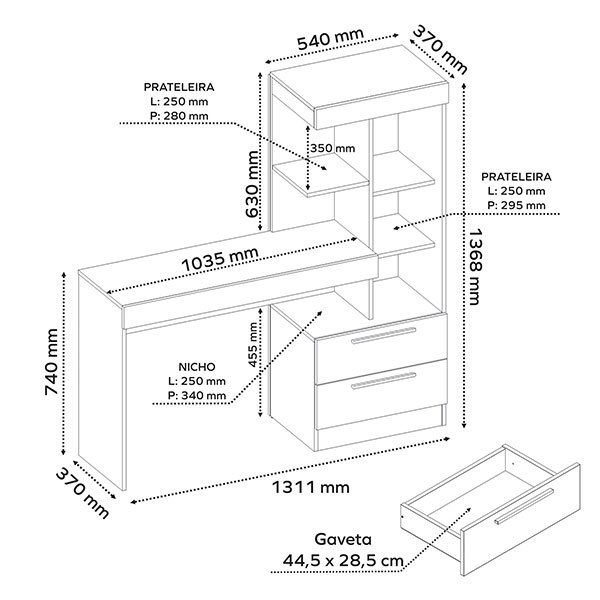 MESA OFFICE  2 CAJONES NT2010 FREIJO