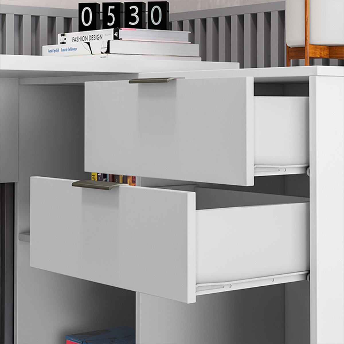 MESA OFFICE 2 CAJONES NT2060 BLANCO NEW - 2