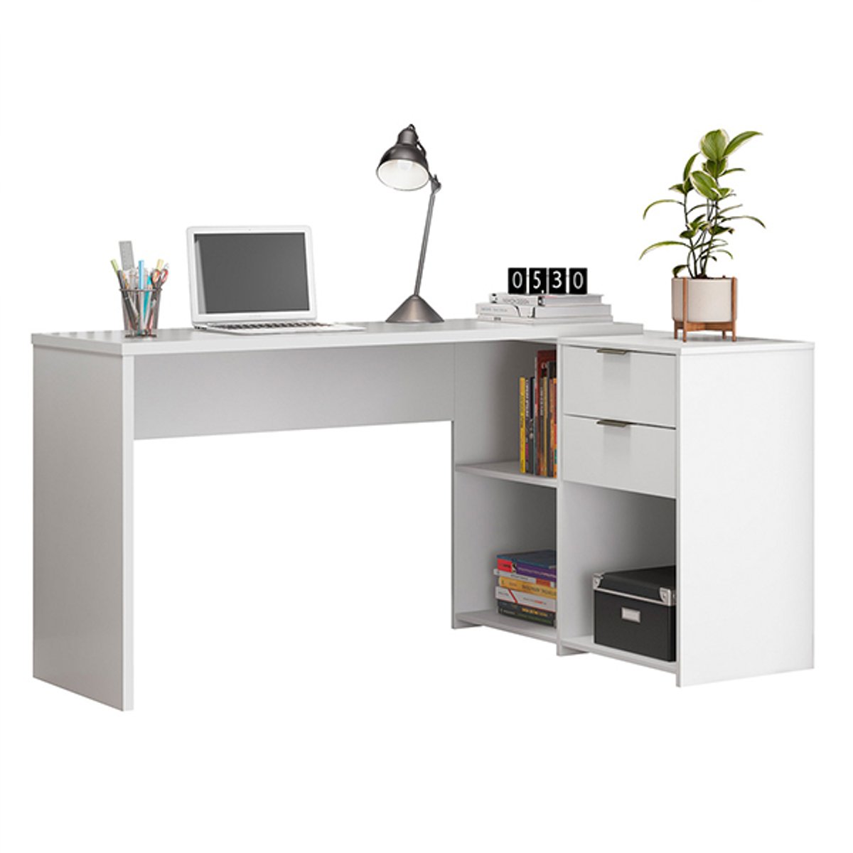 MESA OFFICE 2 CAJONES NT2060 BLANCO NEW - 5