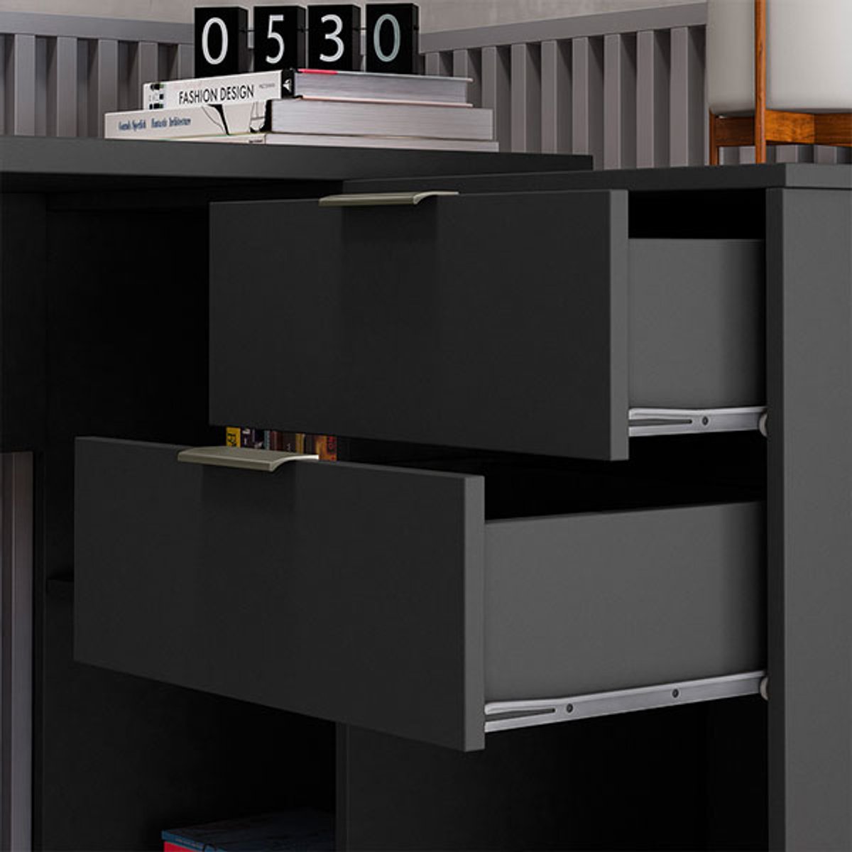 MESA OFFICE 2 CAJONES NT2060 NEGRO TX - 3