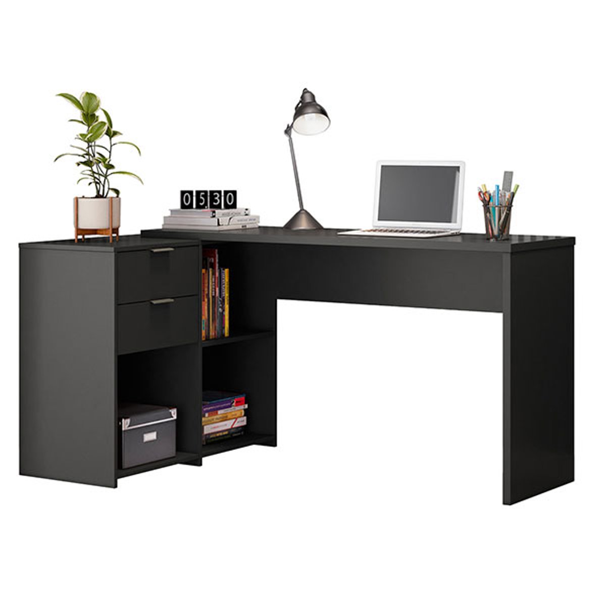 MESA OFFICE 2 CAJONES NT2060 NEGRO TX - 2