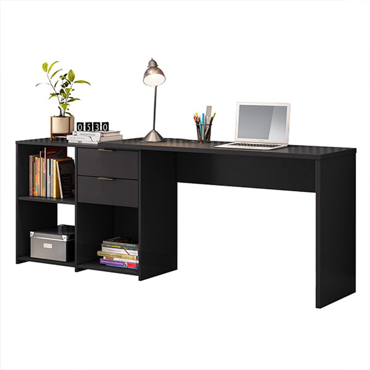 MESA OFFICE 2 CAJONES NT2060 NEGRO TX - 5