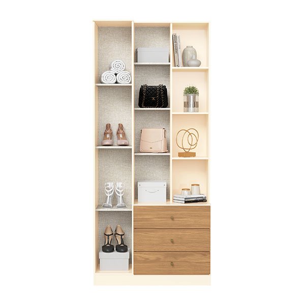 MULTIUSO 1 PUERTA 3 CAJONES CON ESPEJO DOHA OFF WHITE NATURE