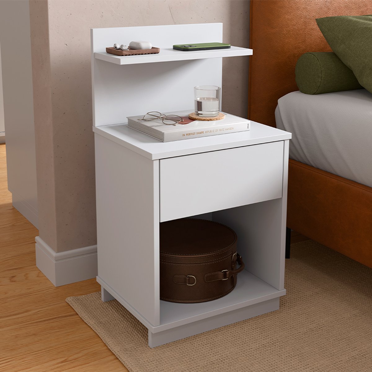 MESA DE LUZ 1 CAJÓN MAVIE BLANCO